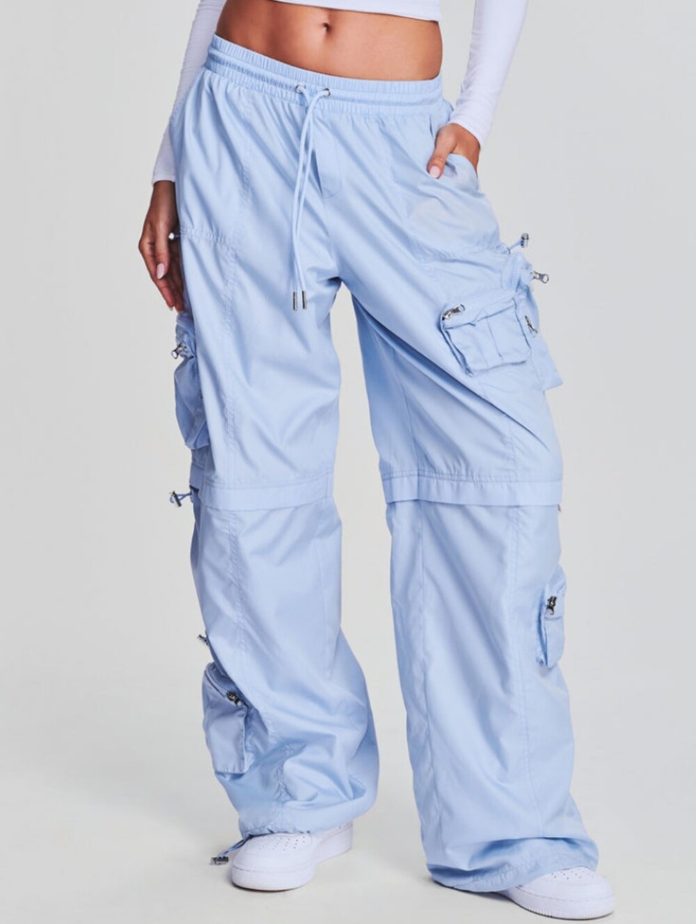EUC SER.O.YA Alba Ruched Cargo Pants in Light Blue